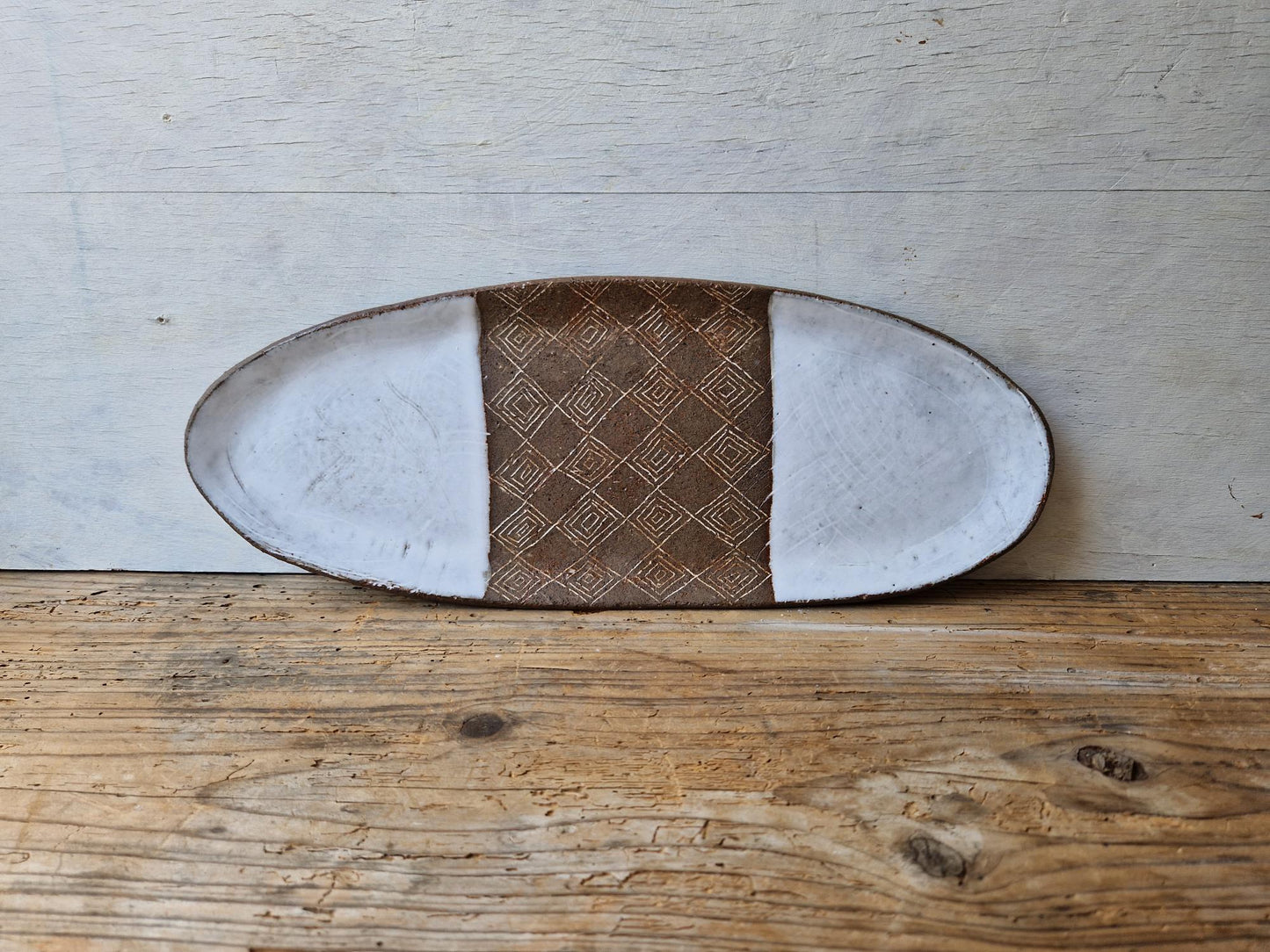 Geometric Patterns - oval tray dark brown No. 1